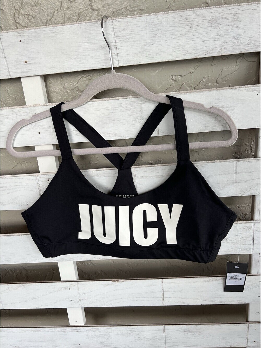 Black Juicy Couture Sport Sports Bra Racerback NWT Womens L.